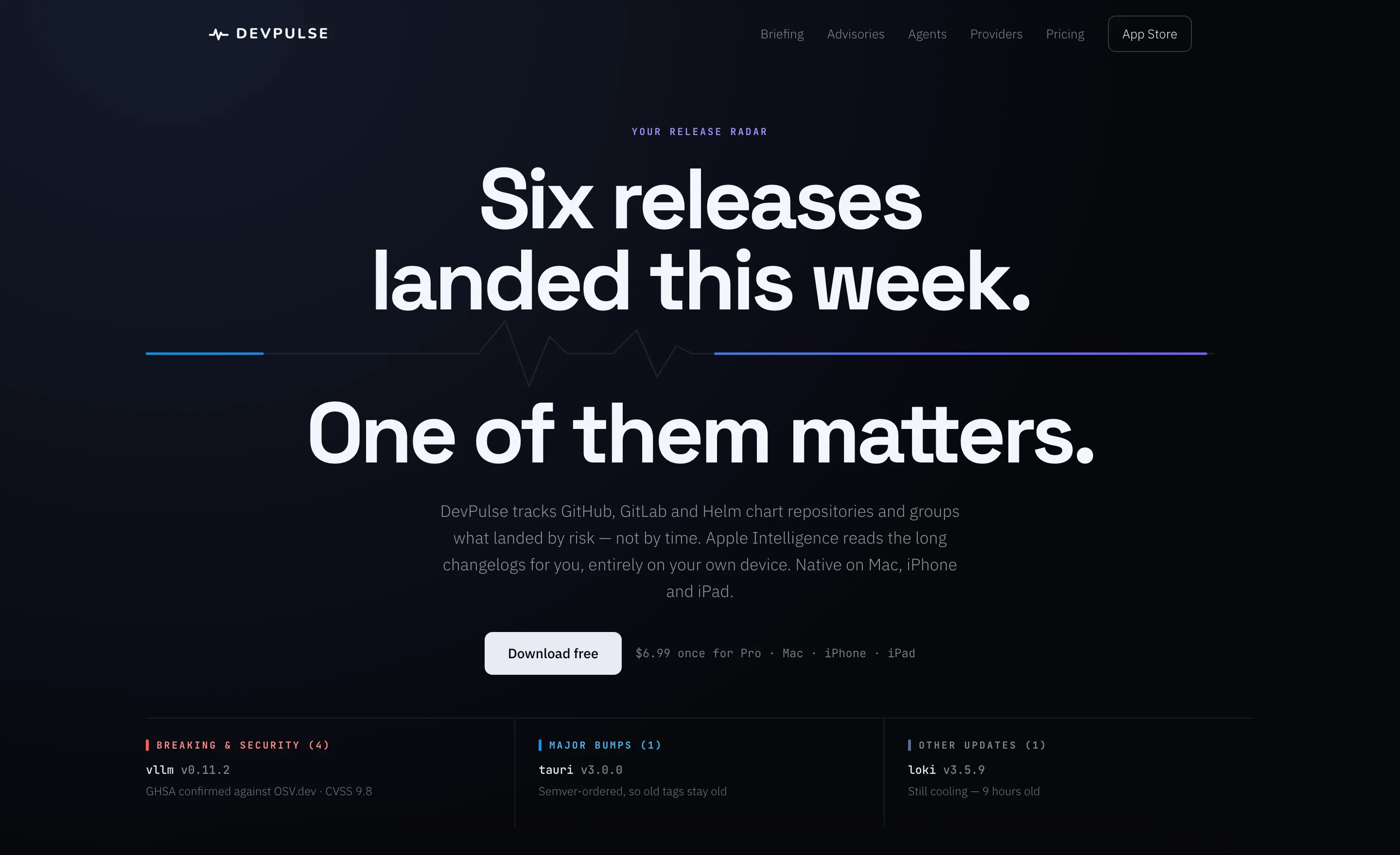 The DevPulse website